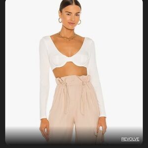 Revolve Women's White Long Sleeve Crop Top